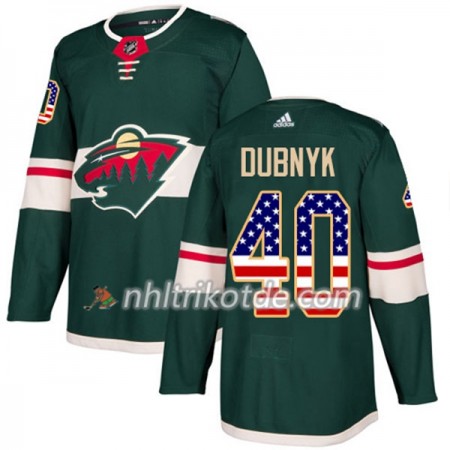 Minnesota Wild Trikot Devan Dubnyk 40 Adidas 2017-2018 Grün USA Flag Fashion Authentic - Herren